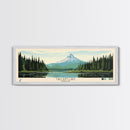 Trillium Lake, Oregon Framed Canvas Print, Lake House Art, Midcentury Modern Decor, Pop Art, Travel Poster, Bedroom Wall Art
