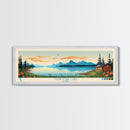 Tusikvoak Lake, Alaska Framed Canvas Print, Lake House Art, Midcentury Modern Decor, Pop Art, Travel Poster, Bedroom Wall Art