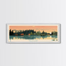 Wallum Lake, Rhode Island Framed Canvas Print, Panoramic Lake House Art, Midcentury Modern Decor, Pop Art, Travel Poster, Living Room Wall Art