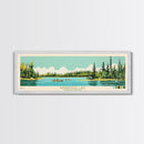Wapawekka Lake, Saskatchewan Framed Canvas Print, Panoramic Lake House Decor, Midcentury Modern Art, Pop Art, Travel Poster, Bedroom Wall Art