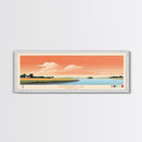 Wehrspann Lake, Nebraska Panoramic Framed Canvas Print, Midcentury Modern Art, Lake House Decor, Pop Art, Travel Poster, Bedroom Wall Art