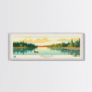 Windigo Lake, Ontario Panoramic Framed Canvas Print, Lake House Decor, Midcentury Modern Art, Pop Art, Travel Poster