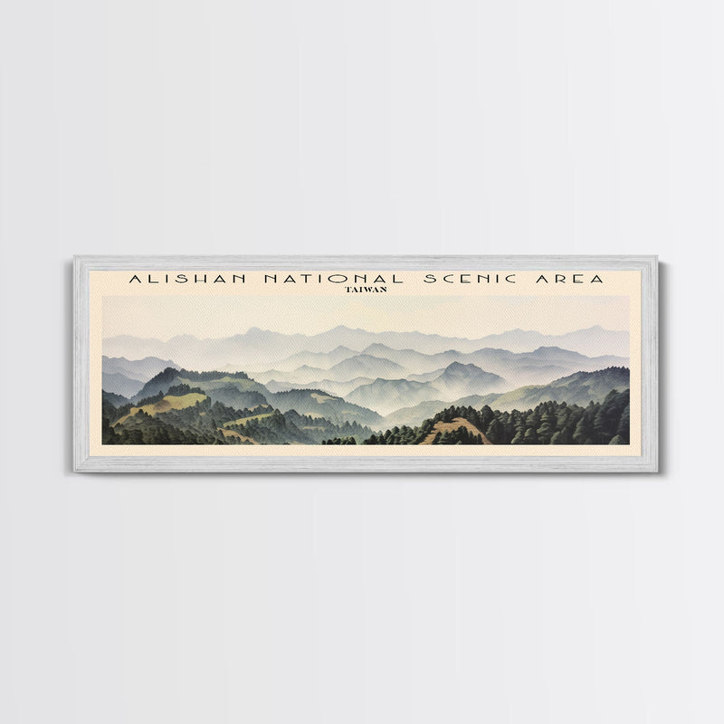 Alishan National Scenic Area Travel Poster Print, Framed Canvas Print, Taiwan Travel Art, Wood Framed Art, Wall Hanging, Home Decor