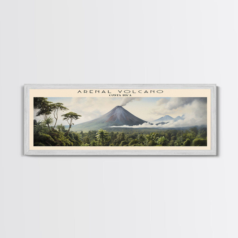 Arenal Volcano Travel Poster Print, Framed Canvas Print, Costa Rica Travel Art, Wood Framed Art, Wall Hanging, Home Decor