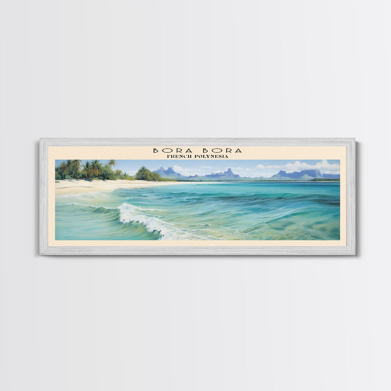 Bora Bora Travel Art Framed Canvas Print, COUNTRY Wall Decor, Home Decor, Travel Poster, Vintage Wall Art, Watercolor Painting
