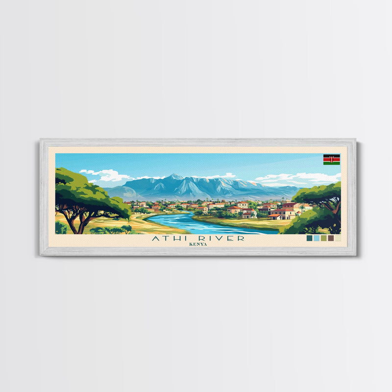 Athi River, Kenya Panoramic Travel Poster Canvas Print, Athi River, Kenya Painting, Kenya Art, Athi River Panoramic Travel Art, Travel Painting