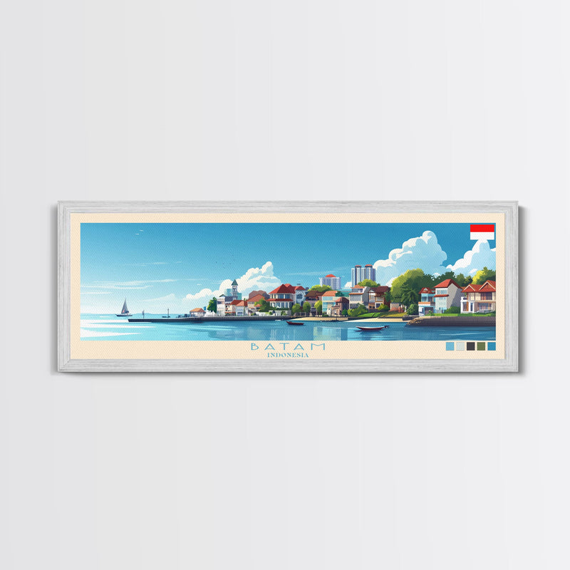 Batam, Indonesia Panoramic Travel Poster Canvas Print, Batam, Indonesia Painting, Indonesia Art, Batam Travel Art, Guest Room Painting