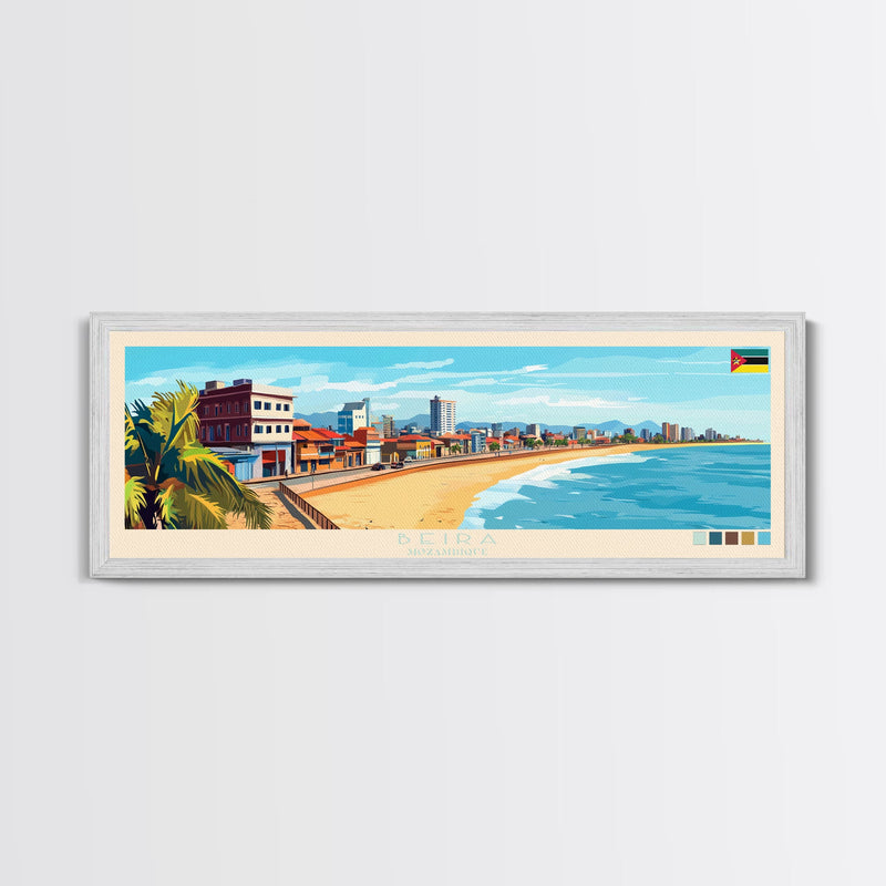 Beira, Mozambique Panoramic Travel Poster Canvas Print, Beira, Mozambique Painting, Mozambique Art, Beira Travel Art, Living Room Painting