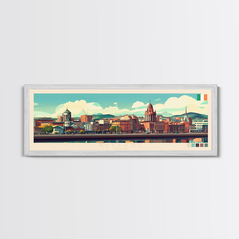 Belfast, Ireland Travel Poster Panoramic Canvas Print, Belfast, Ireland Painting, Ireland Art, Belfast Travel Art, Guest Room Painting