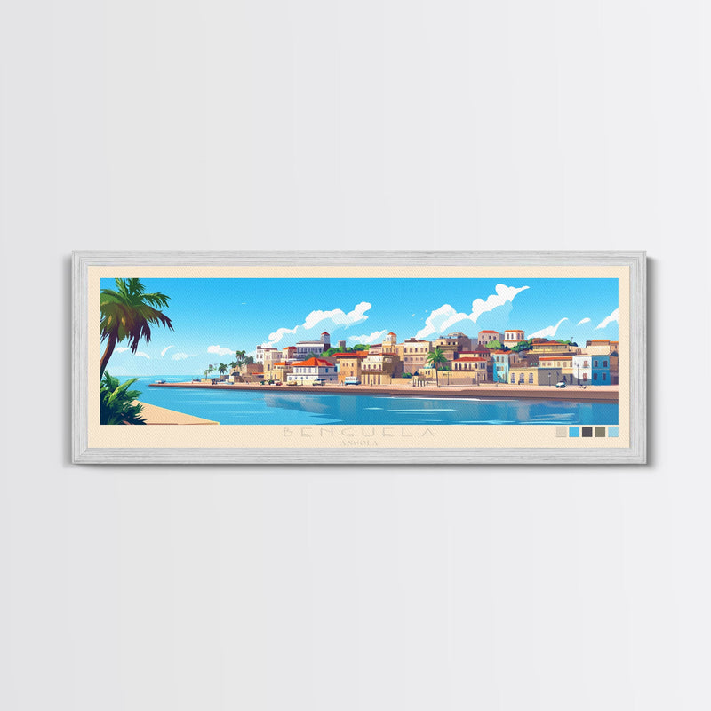 Benguela, Angola Panoramic Travel Poster Canvas Print, Benguela, Angola Painting, Angola Art, Benguela Panoramic Travel Art, Travel Painting