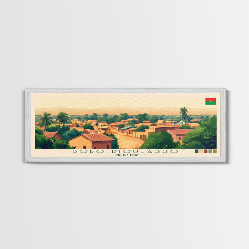 Bobo-Dioulasso, Burkina Faso Panoramic Travel Poster Canvas Print, Bobo-Dioulasso, Burkina Faso Painting, Burkina Faso Art, Bobo-Dioulasso Travel Art, Guest Room Painting