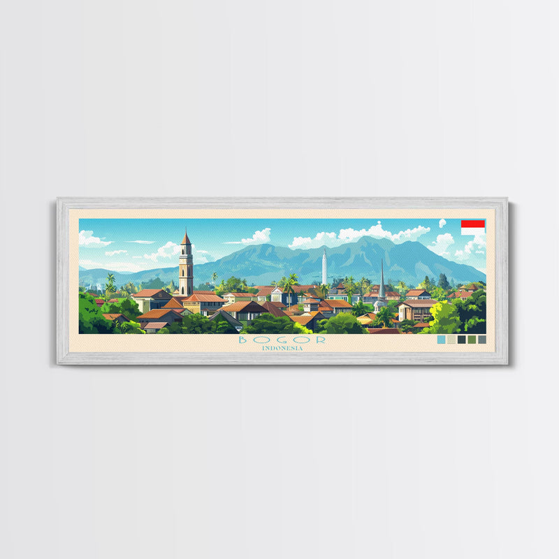 Bogor, Indonesia Panoramic Travel Poster Canvas Print, Bogor, Indonesia Painting, Indonesia Art, Bogor Travel Art, Living Room Painting