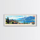 Kelowna, Canada Panoramic Travel Poster Canvas Print, Kelowna, Canada Painting, Canada Art, Kelowna Travel Art, Living Room Painting
