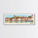 Wells, England Panoramic Travel Poster Canvas Print, Wells, England Painting, England Art, Wells Travel Art, Guest Room Painting
