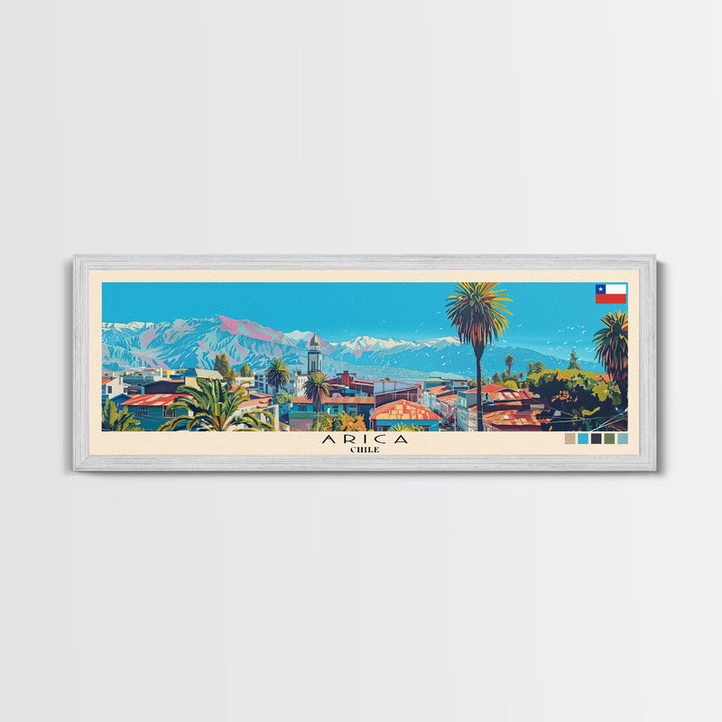 Arica, Chile Panoramic Canvas Print, Arica, Chile Painting, Chile Art, Arica Travel Poster, Travel Art, Guest Room Painting