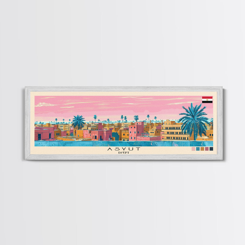 Asyut, Egypt Panoramic Canvas Print, Asyut, Egypt Painting, Egypt Art, Asyut Travel Poster, Travel Art, Guest Room Painting