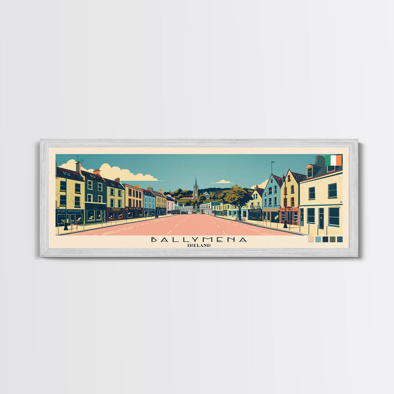 Ballymena, Ireland Panoramic Canvas Print, Ballymena, Ireland Painting, Ireland Art, Ballymena Travel Poster, Travel Art, Guest Room Painting