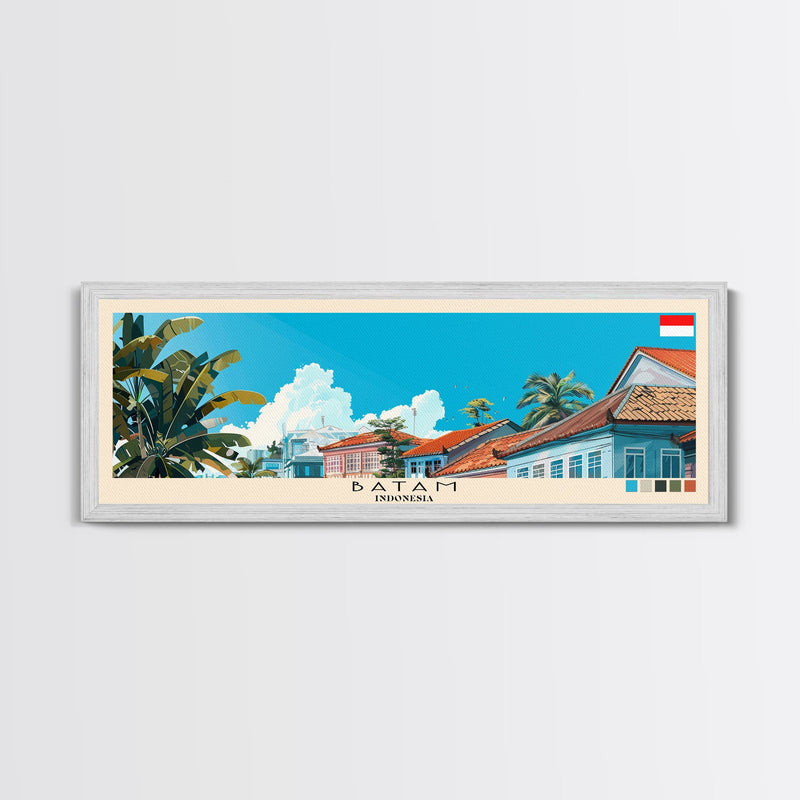 Batam, Indonesia Panoramic Canvas Print, Batam, Indonesia Painting, Indonesia Art, Batam Travel Poster, Travel Art, Vacation Gift