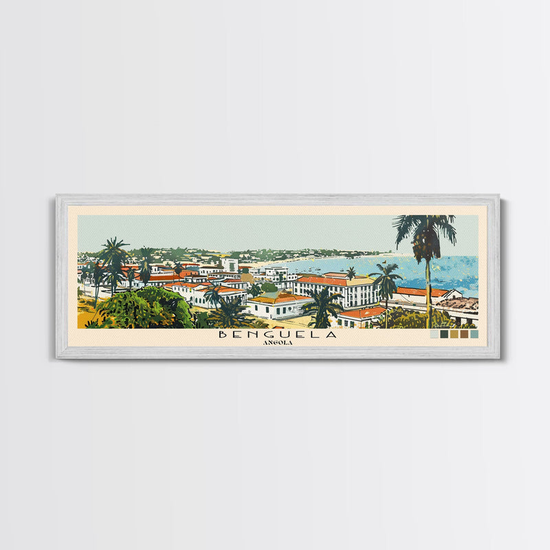 Benguela, Angola Panoramic Canvas Print, Benguela, Angola Painting, Angola Art, Benguela Travel Poster, Travel Art, Vacation Gift