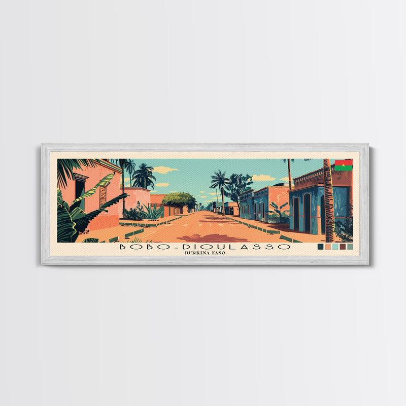 Bobo-Dioulasso, Burkina Faso Panoramic Canvas Print, Bobo-Dioulasso, Burkina Faso Painting, Burkina Faso Art, Bobo-Dioulasso Travel Poster, Travel Art, Guest Room Painting