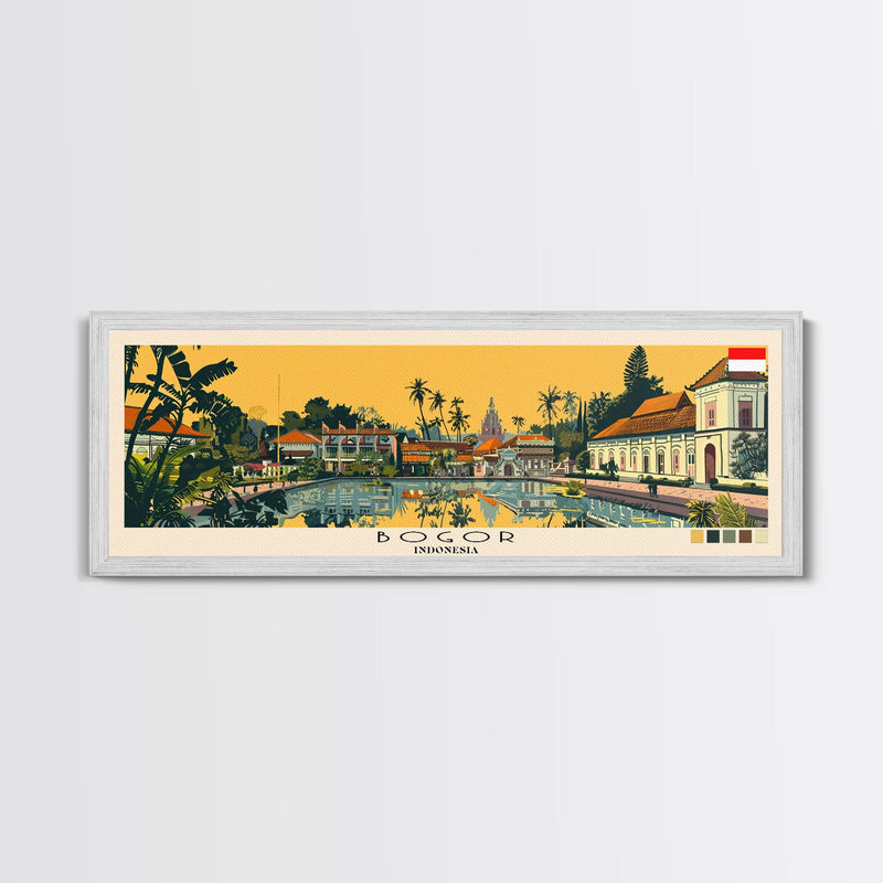 Bogor, Indonesia Panoramic Canvas Print, Bogor, Indonesia Painting, Indonesia Art, Bogor Travel Poster, Travel Art, Vacation Gift