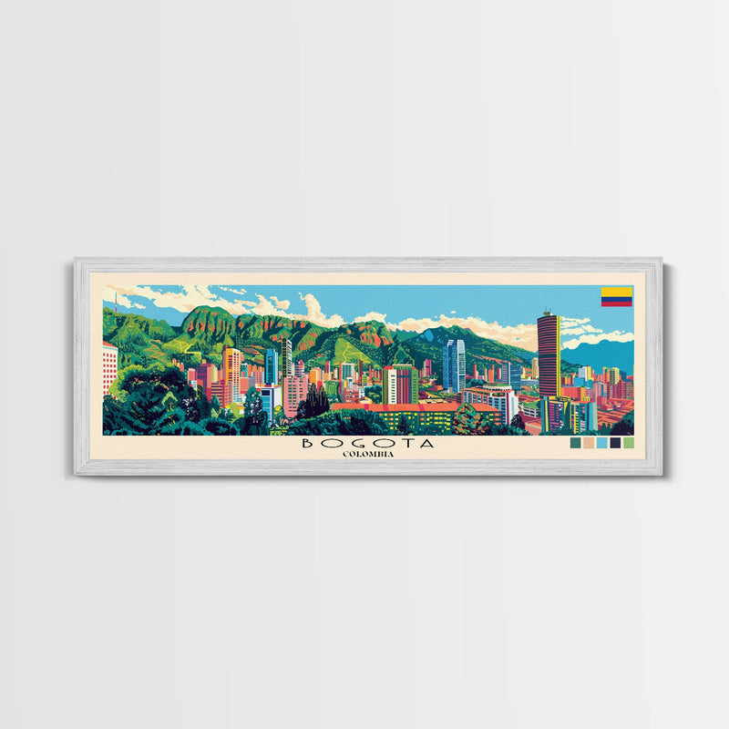 Bogota, Colombia Panoramic Canvas Print, Bogota, Colombia Painting, Colombia Art, Bogota Travel Poster, Travel Art, Living Room Painting