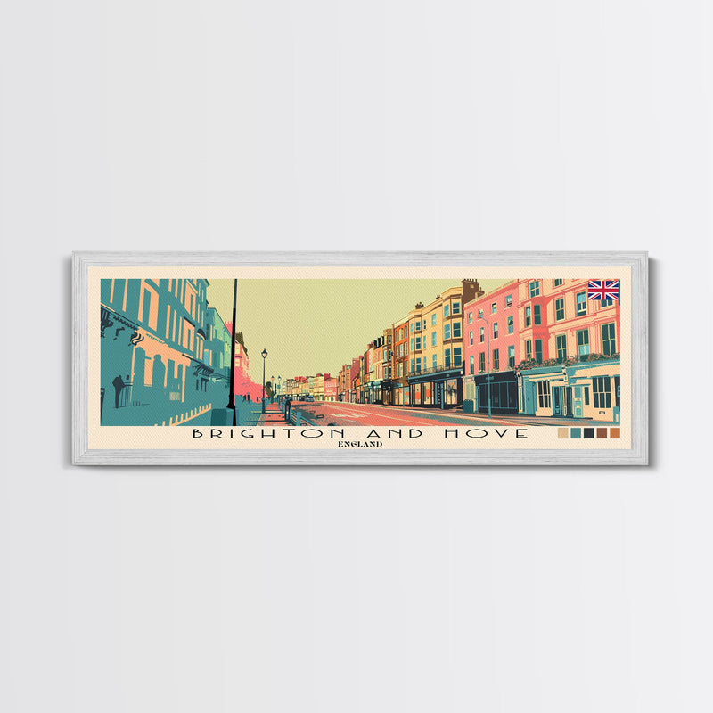 Brighton and Hove, England Panoramic Canvas Print, Brighton and Hove, England Painting, England Art, Brighton and Hove Travel Poster, Travel Art, Vacation Gift