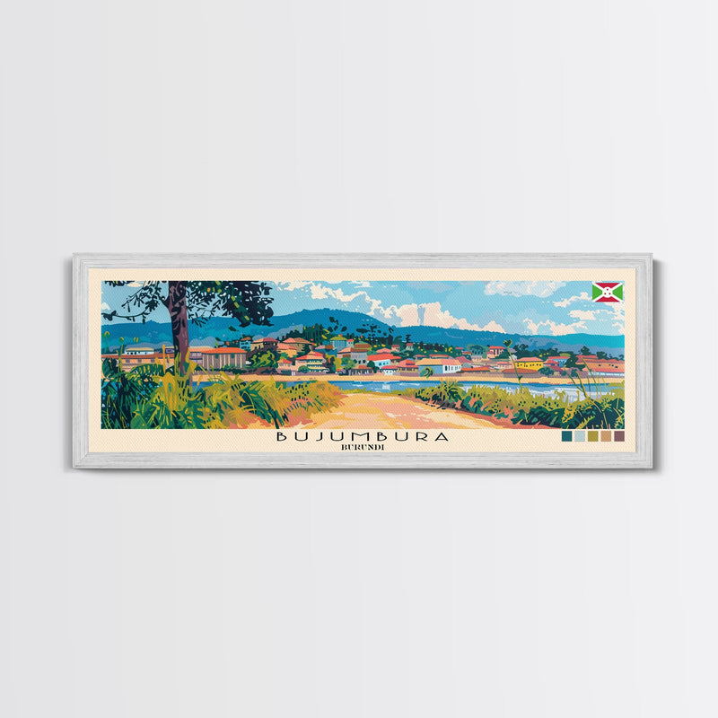 Bujumbura, Burundi Panoramic Canvas Print, Bujumbura, Burundi Painting, Burundi Art, Bujumbura Travel Poster, Travel Art, Vacation Gift