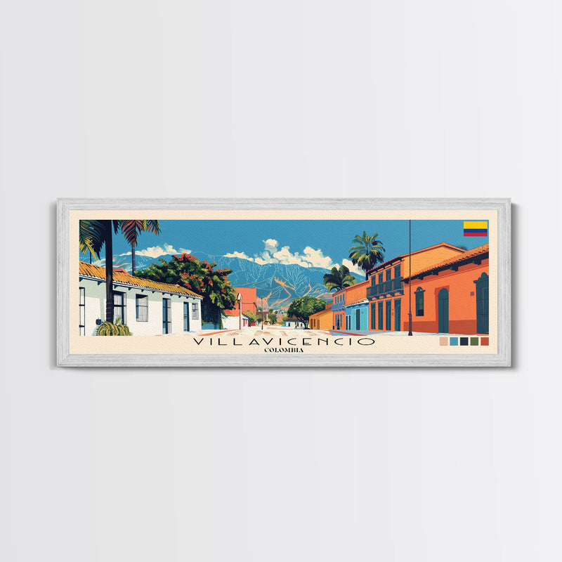 Villavicencio, Colombia Panoramic Canvas Print, Villavicencio, Colombia Painting, Colombia Art, Villavicencio Travel Poster, Travel Art, Guest Room Painting