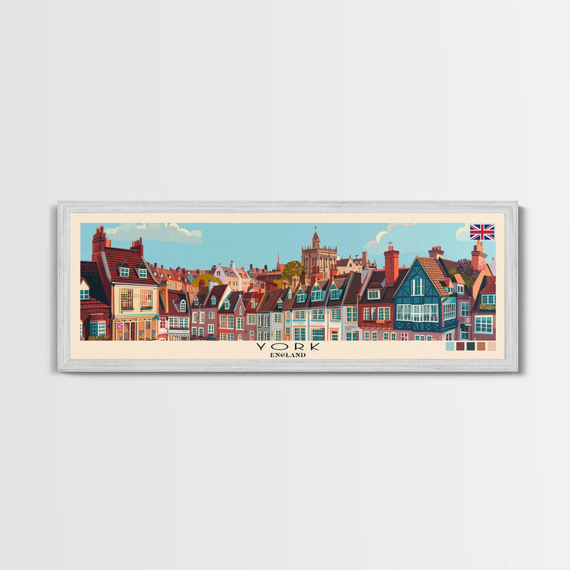 York, England Panoramic Canvas Print, York, England Painting, England Art, York Travel Poster, Travel Art, Vacation Gift