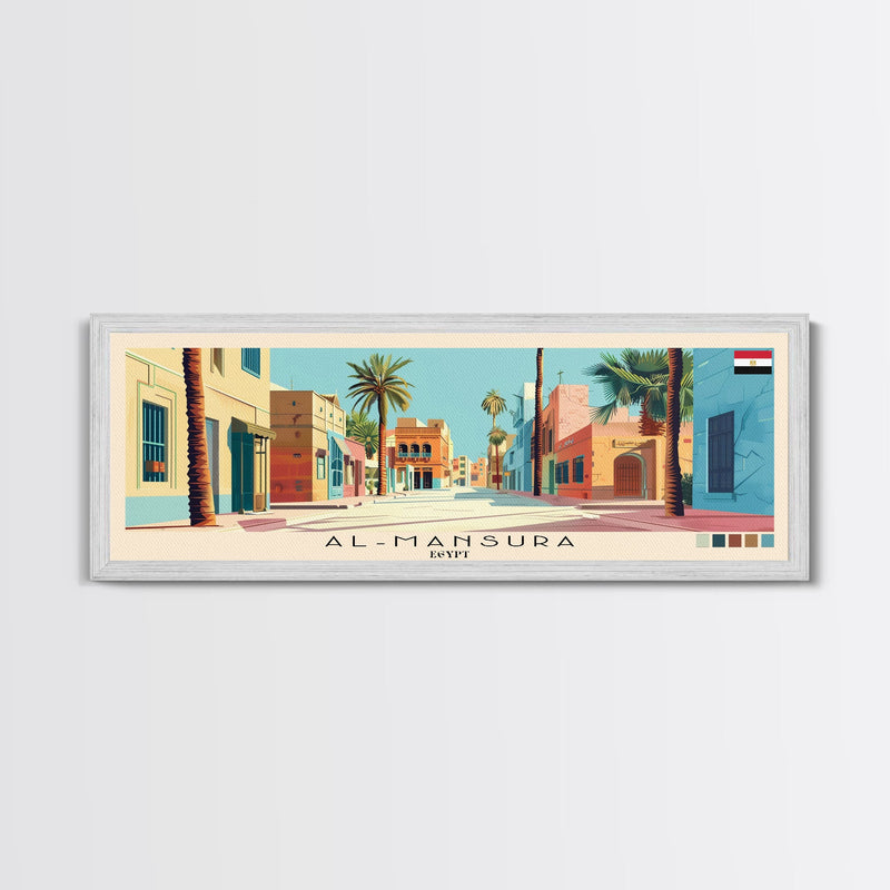 al-Mansura, Egypt Panoramic Canvas Print, al-Mansura, Egypt Painting, Egypt Art, al-Mansura Travel Poster, Travel Art, Vacation Gift