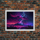 The Thunder Storm, framed canvas print, synthwave style fantasy art