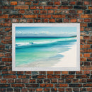 Serene Beach Scene | Bora Bora Art | Framed Canvas Print | Wood Frame Wall Art | Boho Style Primitive Art