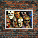 African Traditional Masks Framed Canvas Wall Art | Canvas Print Decor for Home & Office Decoration I Ready To Hang Canvas