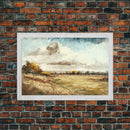 Subdued Vintage Landscape Wall Art Canvas Print, Nature Framed Large Gallery Art, Minimalist Art Ready to Hang, With Hanging Kit, Muted Art