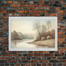 Farmhouse Wall Art, Retro / Vintage Style Landscape, Framed Canvas Print, Boho Style Minimalist Art, Framed Wall Art