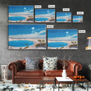 The Blue Lagoon, Tropical Wall Art, Beach Ocean Art, Framed Canvas Print, Colorful Beach House Decor, Above Sofa Art