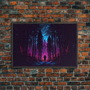 Contemplating the stars, vaporwave aesthetic, forest art, starry night, framed canvas print, outrun art