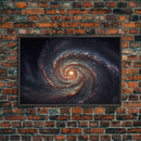Watercolor of a distant spiral galaxy, framed canvas print, framed space art, above couch space art
