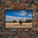 Longhorn cow canvas print, Texas longhorn art, Longhorn canvas print, Farmhouse decor, Rustic wall art, Longhorn wall decor