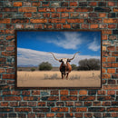 Longhorn cow canvas print, Texas longhorn art, Longhorn canvas print, Farmhouse decor, Rustic wall art, Longhorn wall decor