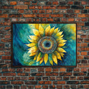 Watercolor of a Sunflower, Framed Canvas Print, Framed Art, Lowkey Farmhouse Wall Art, Living Room Decor, Living Room painting
