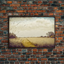 Muted Vintage Landscape Wall Art Canvas Print, Nature Framed Large Gallery Art, Minimalist Art Ready to Hang, With Hanging Kit, Subdued Art