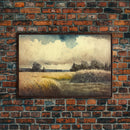 Subdued Watercolor Wall Art, Framed Canvas Print, Muted Moody Minimalist Boho Style Wall Art, Guest Room, Above Bed Art, Above Sofa Wall Art