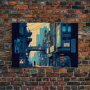 Futuristic Dystopian Cyberpunk City Blue Urban Fine Art Print, Wall Decor, Wall Poster, Wall Art Print