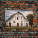 Rustic Farmhouse Wall Decor, White Barn Landscape Print, Farmhouse Living Room Decor, Farmhouse Kitchen Decor, Original Art, Old Barn Photo