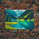 Calm and Serene Landscape Painting, Framed Canvas Print National Park Canvas Art, Framed wall decor, living room wall art, Pine Tree Lake