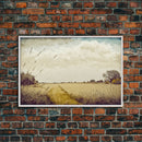 Muted Vintage Landscape Wall Art Canvas Print, Nature Framed Large Gallery Art, Minimalist Art Ready to Hang, With Hanging Kit, Subdued Art