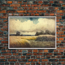 Subdued Watercolor Wall Art, Framed Canvas Print, Muted Moody Minimalist Boho Style Wall Art, Guest Room, Above Bed Art, Above Sofa Wall Art