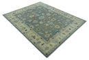 Gray and Beige Hand Knotted Wool Area Rug with Traditional Oushak Soft Pile Design by The Rug Decor